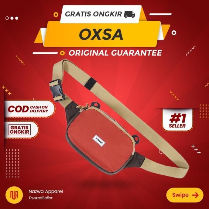 Terbaru TAS SELEMPANG WAIST BAG VISVAL OXSA BRICK RED BEIGE BROWN