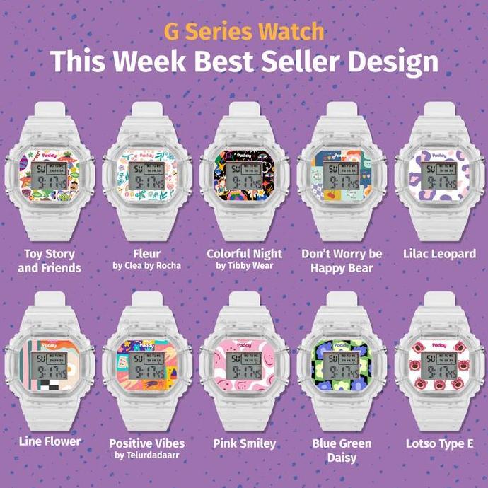 Paddy ID Jam Tangan Paddywatch G Series - Jam Tangan Rubber Digital Watch Putih Stopwatch Pink