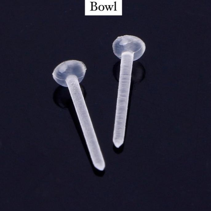 Anting tusuk plastik 100pcs + stopper/anting bening/anting transparant
