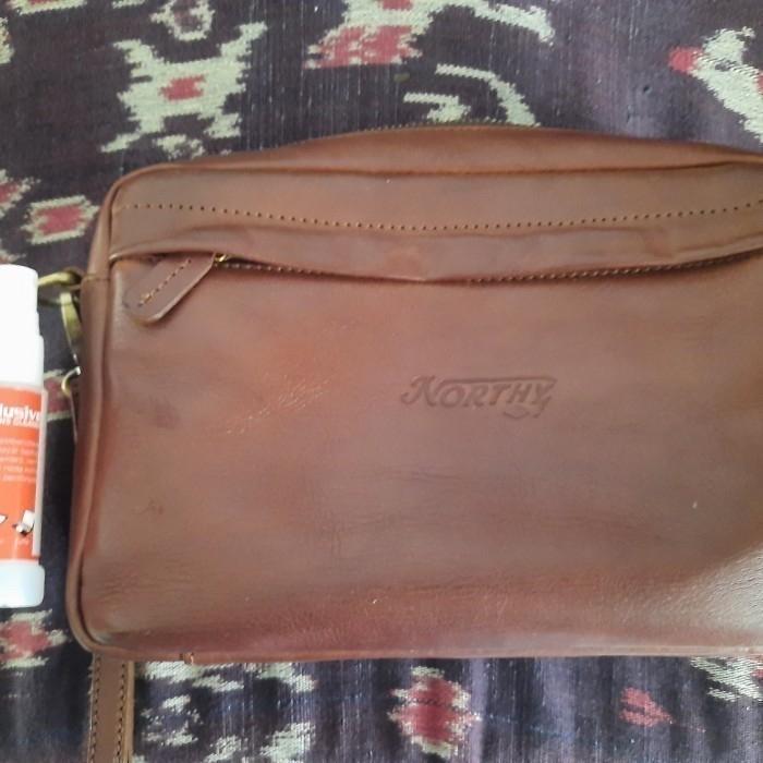 Jual Handbag pouch Kulit leather Notrhy brown royale second terawat mewah not tumi or thule tumi sam