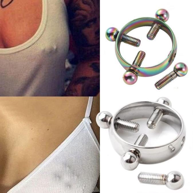 1set (2pcs) Non Piercing Nipple Nipple Rings Non Tindik Puting Palsu Cincin Puting Grosir Dan Eceran