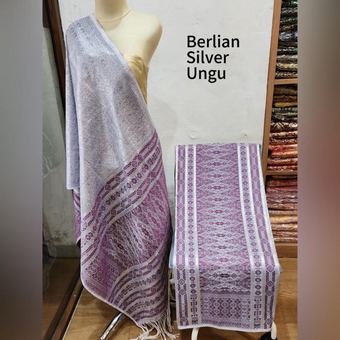 Songket Tumtuman Benang Berlian Tanpa Sambungan Warna Lavender Silver Tembaga Ungu
