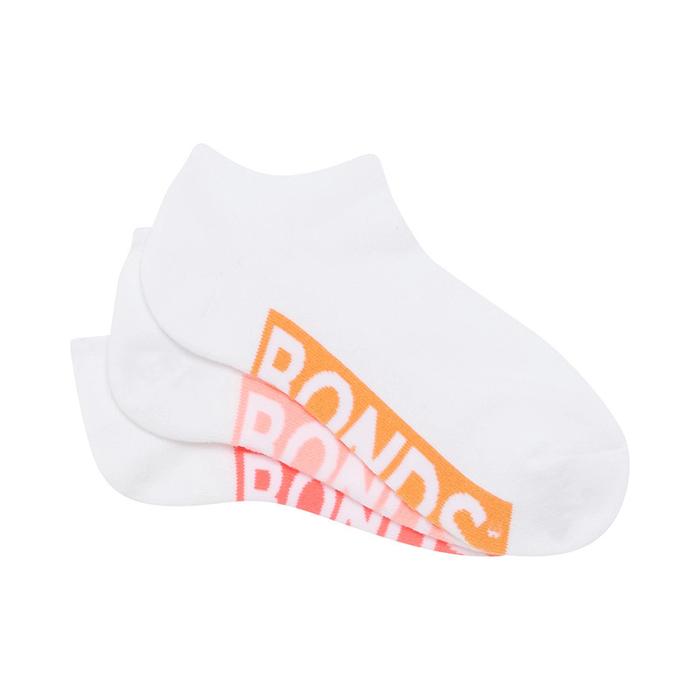Bonds Womens Logo Cushioned Low Cut Socks 3 Pack - kaos kaki bonds wanita - white pop 3 pack