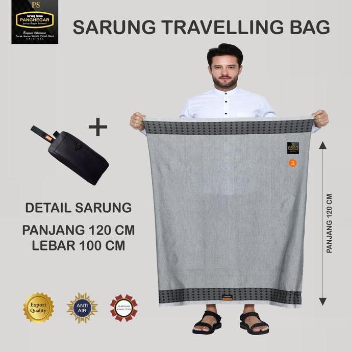 Sarung Sholat Traveling Dewasa Santri Motif Polos Tenun Timbul Doby Berlian Kemasan Pouch Tas Bag Pr
