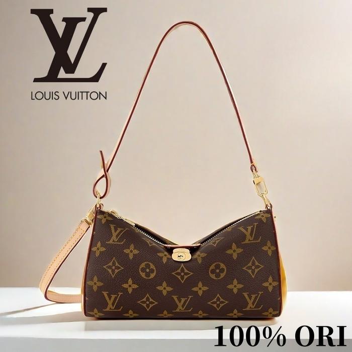 【100% Original】LV Louis Vuitton Pochette Tirette Tas/ selempang/ ketiak Tas wanita [Box + dust bag]