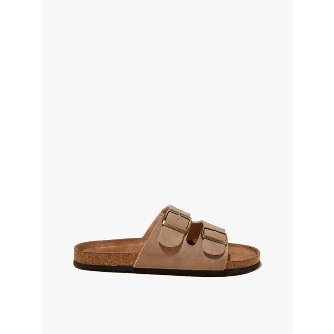 Rubi - Sandal Wanita - Rex Double Buckle Slide - Roebuck Nubuck