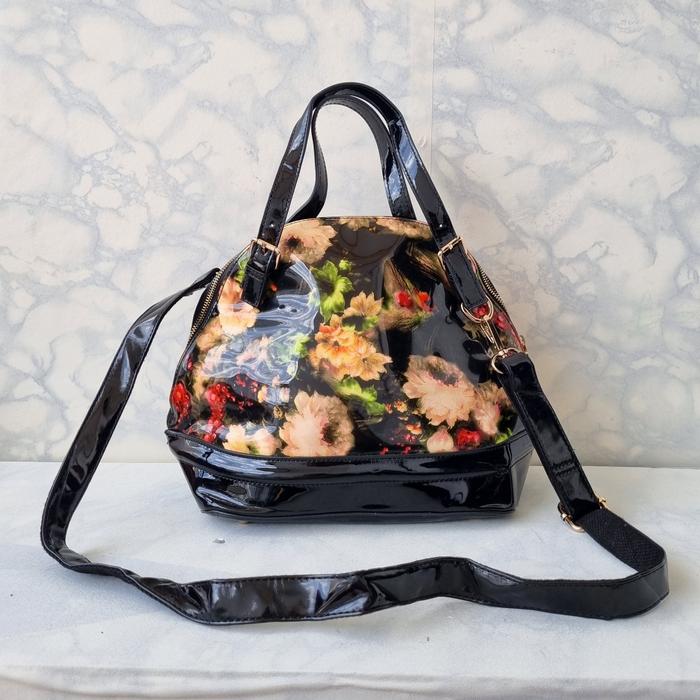 TAS SLING PESTA ALMA WANITA FLOWERS SECOND IMPORT / TAS TOP HANDLE WANITA GLOSSY KULIT IMPORT