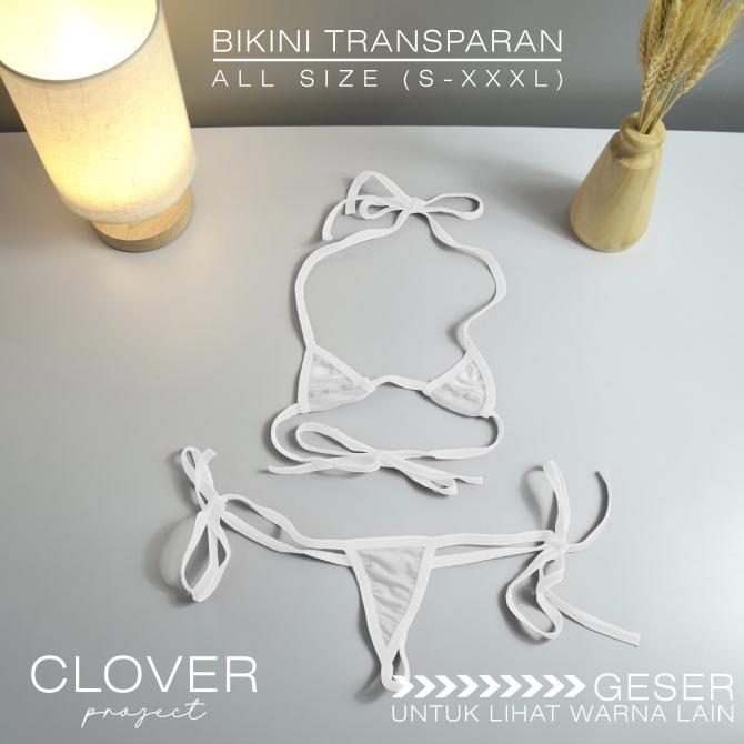 Micro Bikini Transparan Lingerie Transparan Thong G string Bra Set