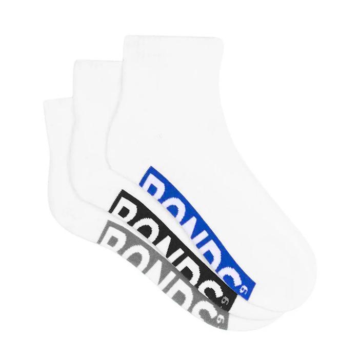 Bonds Men’s Cushioned 1/4 Crew Socks 3 Pack - kaos kaki pria bonds - Black/Blue/Grea