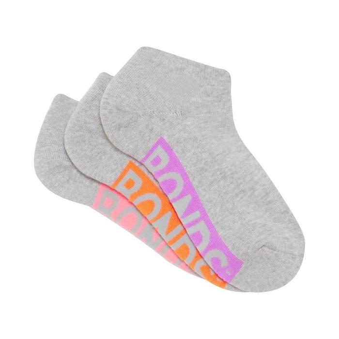 Bonds Womens Logo Cushioned Low Cut Socks 3 Pack - kaos kaki bonds wanita - Grey 3 Pack