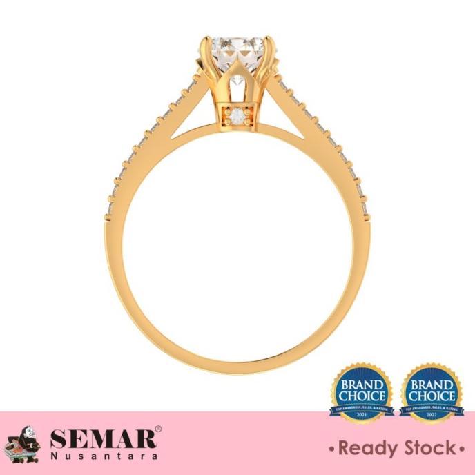 Cincin Emas List Ring Solitaire Batu Putih 10K Semar Nusantara
