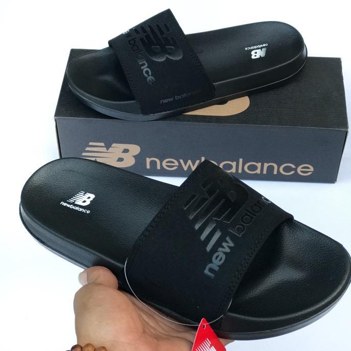 Sandal Selop Pria NB Hitam Polos Like Original Sandal Selop Branded