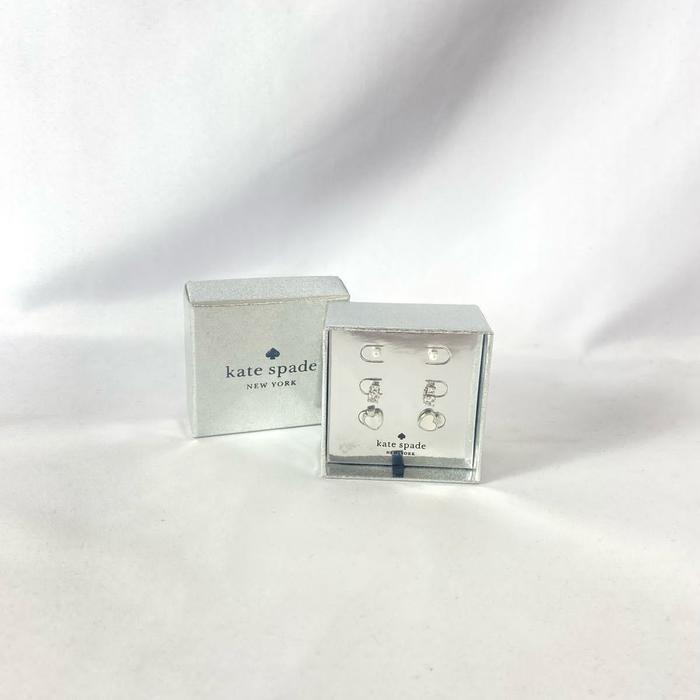 anting wanita ks earrings signature spade cream silver vj