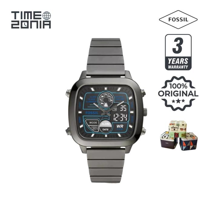 TimeZonia Jam Tangan Pria - FS5892 Chronograph Digital Analog Stainless Steel Strap Original