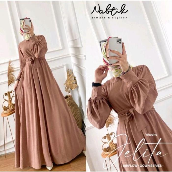Kostum Premium Gamis Muslimah Jelita Model Elif Gwan Series Dress Maxi By Nabtik High Quality