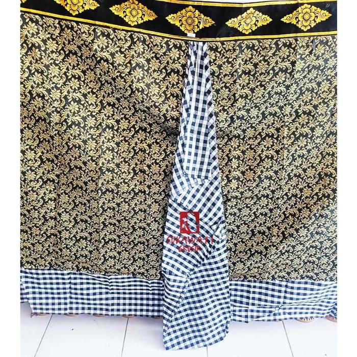 WASTRA MERAJAN/PELINGGIH/SANGGAH WASTRA POLENG HITAM PUTIH PENUNGGUN KARANG BATIK KOMBINASI KANCUT P