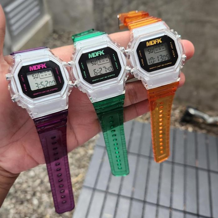 MDFK TRANSPARENT COLOUR WATCH | JAM TANGAN BASIC MDFK