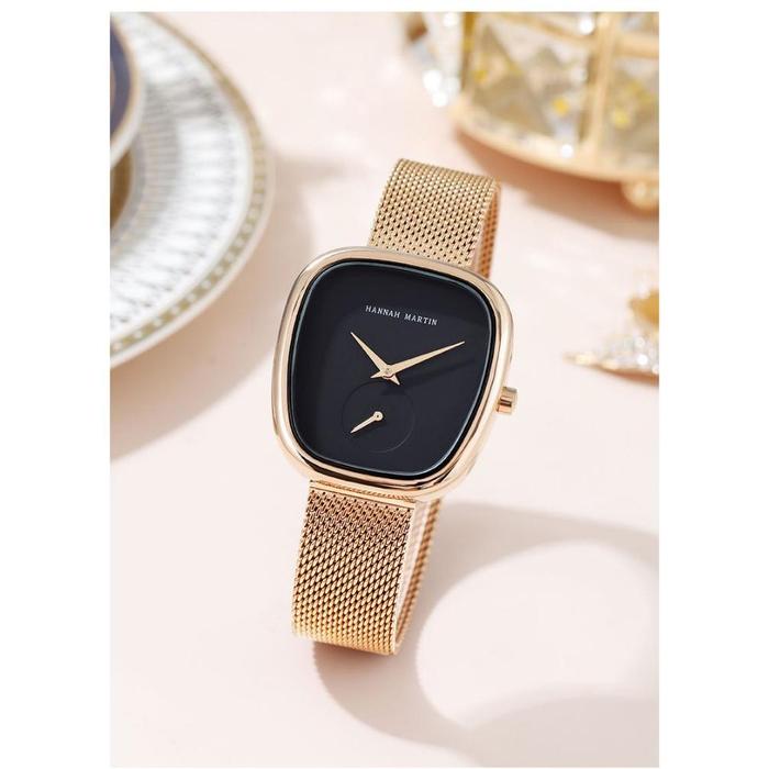 Jam Tangan Analog Wanita Hannah Martin HM1251 Stainless Steel Mesh Water Resist Original + Free Box
