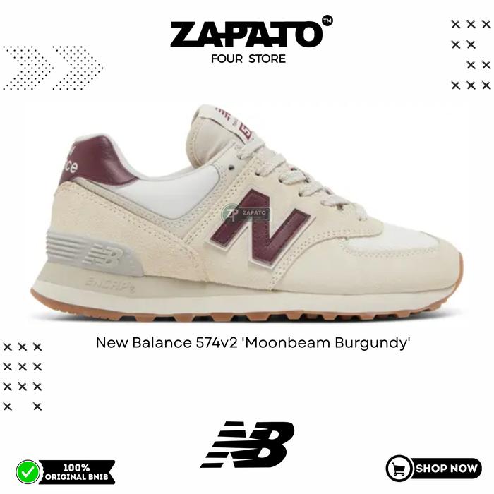 Sepatu New Balance 574v2 'Moonbeam Burgundy' Original BNIB
