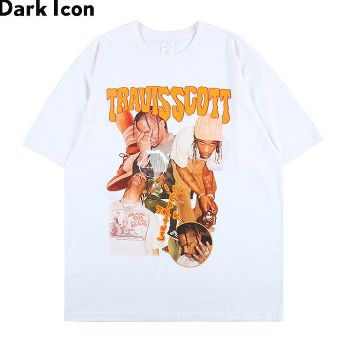 Khokoonli Hip Hop T-shirt 2023 Summer Street Hipster Rap Men's Cotton Travis Scott Tees Male Clothin