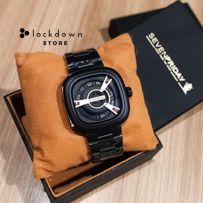 Jam Seven Friday Rantai Black Series Jam Tangan Pria SF Full Black Jam Tangan Rantai Pria Seven Frid