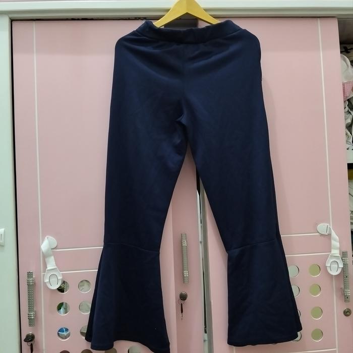 celana panjang scuba navy wanita cutbray preloved polos