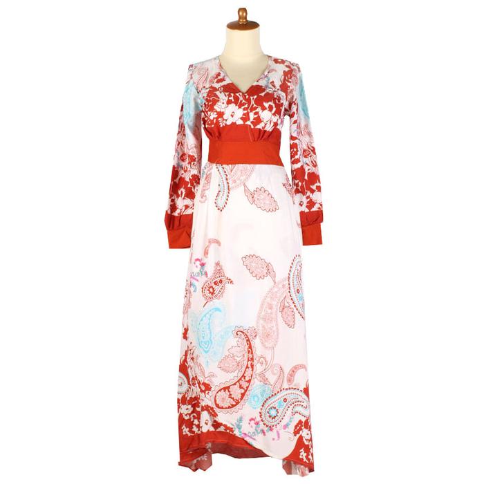 Iyesh 0142 Busana Baju Pakaian Fashion Muslim Wanita Maxi Kezia Gamis Dress Lengan Panjang Katun Bat