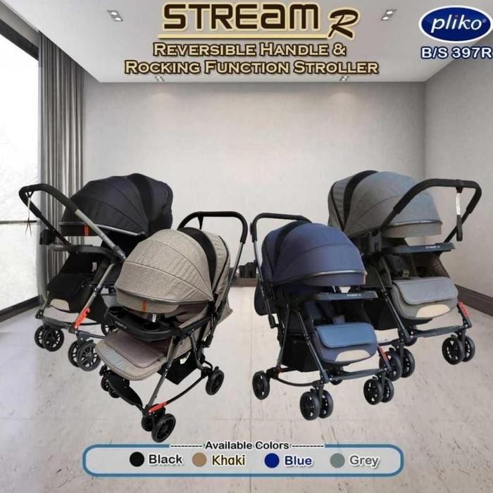 Stroller Pliko Stream R Reversible Stroller 397 kereta dorong anak bayi bisa Hadap Ibu bisa Rocking