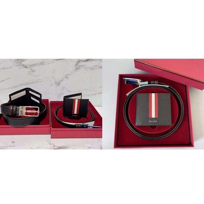 BALLY SET GIFT BOX RIVERSIBLE BELT AND WALLET ORIGINAL READY STOCK