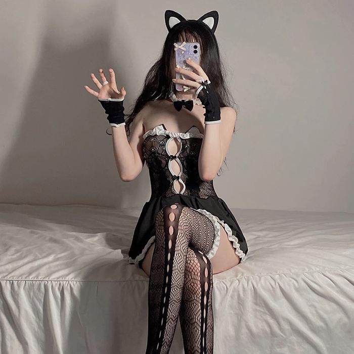 Lingerie Wanita Kostum Cosplay Kucing Sexy Pakaian Tidur Perempuan