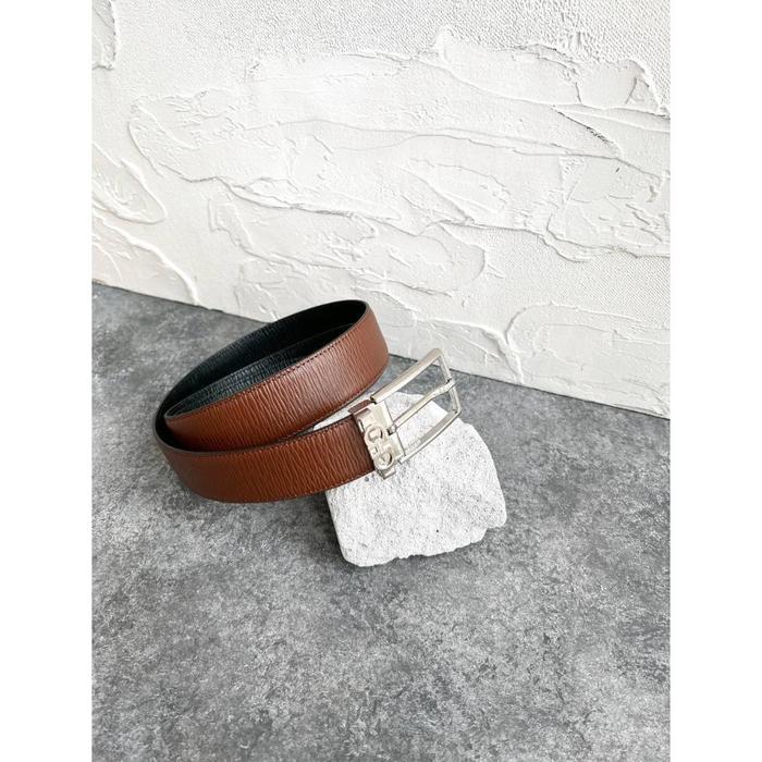 SALVATORE FERRAGAMO SF GANCINI REVERSIBLE BELT TEXTURED LEATHER ORIGINAL READY STOCK