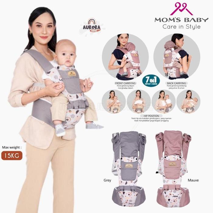 7in1 Way Gendongan Depan Model Terbaru 2023 MOMS BABY Hipseat Bayi + Pelindung Kepala BY-197 Gendong