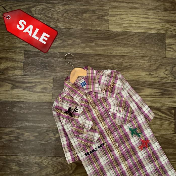 NETR SALE || Kemeja BEAMS BOY Branded Gingham Short Sleeve