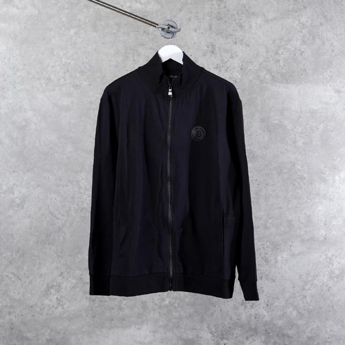 Jaket BALMAIN EMBROIDERY TEXT BACK BLACK ZIP JACKET 100% ORIGINAL