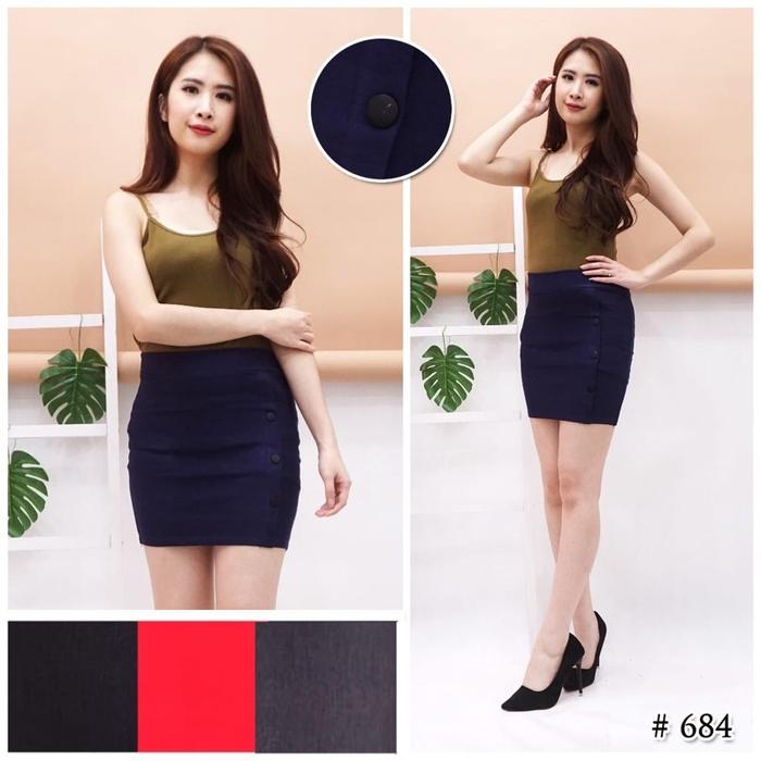 Skirt Sexy Real Pic! 684 Rok Mini Span MERAH NAVY ABU Bahan katun wedges melar