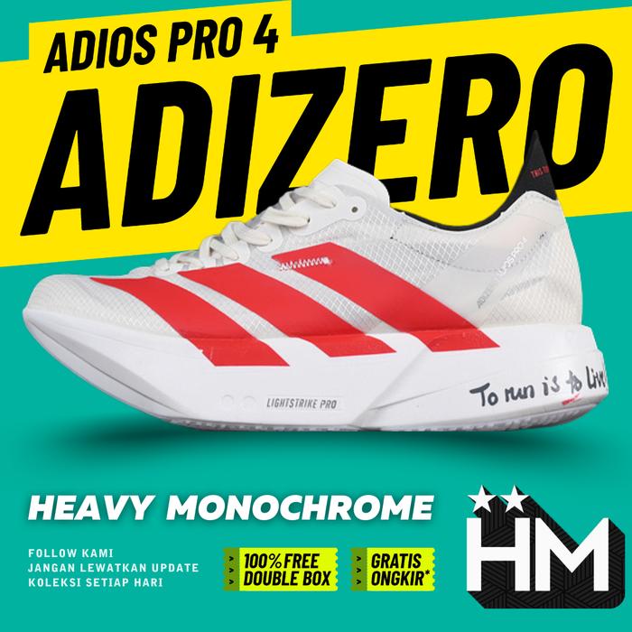 Adizero Adios Pro 4 White Red Running Shoes Sneaker JR6363 (Size 36-45)