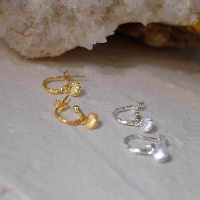 Clam Mini Hoop - Sterling Silver