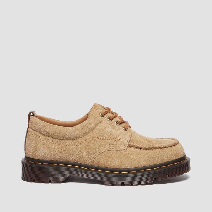 BOOTS FASHION DR MARTENS LOWELL MOC TOE TAN SUEDE ORIGINAL RESMI