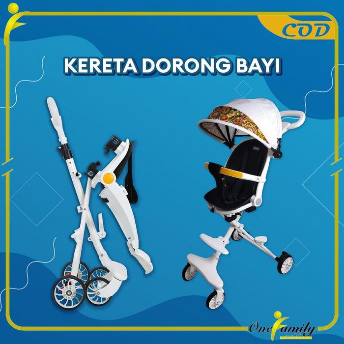 ONE-C772 Kereta Dorong Bayi Lipat Dua Arah Stroller Dorong Bayi Dengan Atap / Perlengkapan Bayi Port