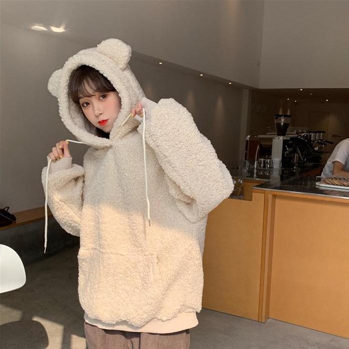 Premium Kja-15 Jaket Luaran Wanita Import Korea Jepang Big Size Wol Bulu Kuping Beruang Winter Musim
