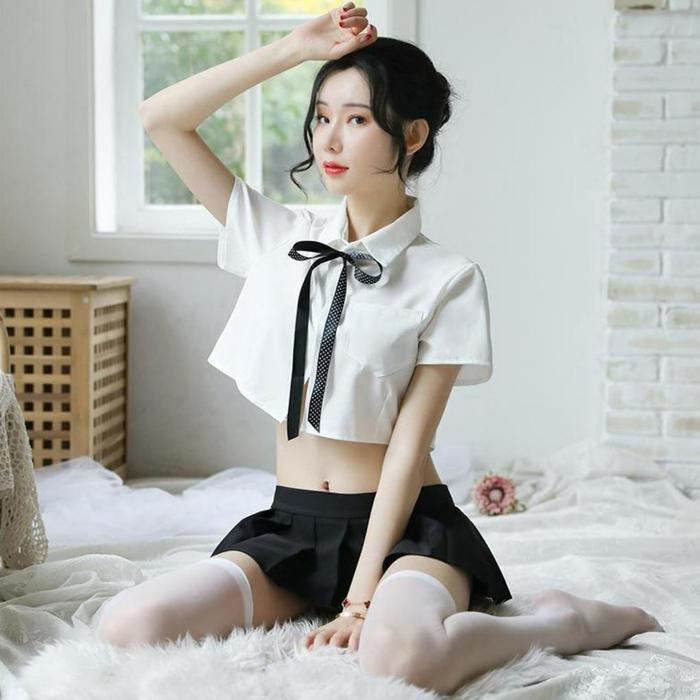 Premium Li-81 Hq Japan Lingerie Seragam Sekolah Uniform Baju Tidur Wanita Renda Sexy Seksi High Qual