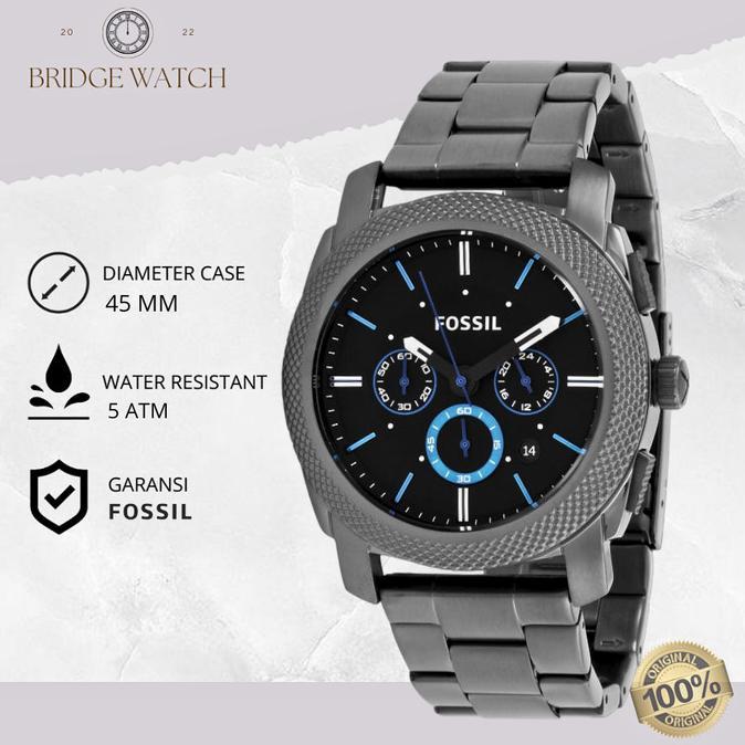 Terbaru Jam Tangan Pria Fossil Machine Fs4931 Smoke Grey Chronograph Original Terlaris