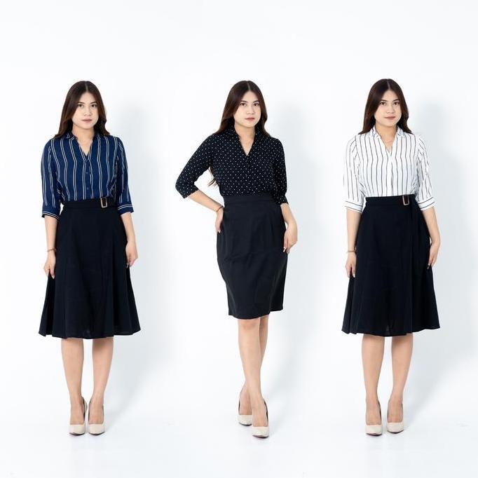 Terbaru I Look Daily Reya Shirt Motif Kemeja Kerja Wanita Motif Kain Nyaman Panjang Rayon Formal Sha