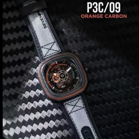 Terbaru Jam Tangan Pria Seven Fridayy P3C09 Sevenfriday P3C-09 Orange Carbon P-Series Automatic Men 