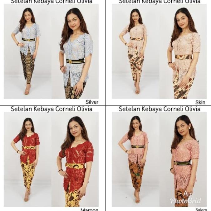 Terbaru Kebaya Bali Brokat Putih Semi Italy Motif Pakis Kancing Kait Terlaris
