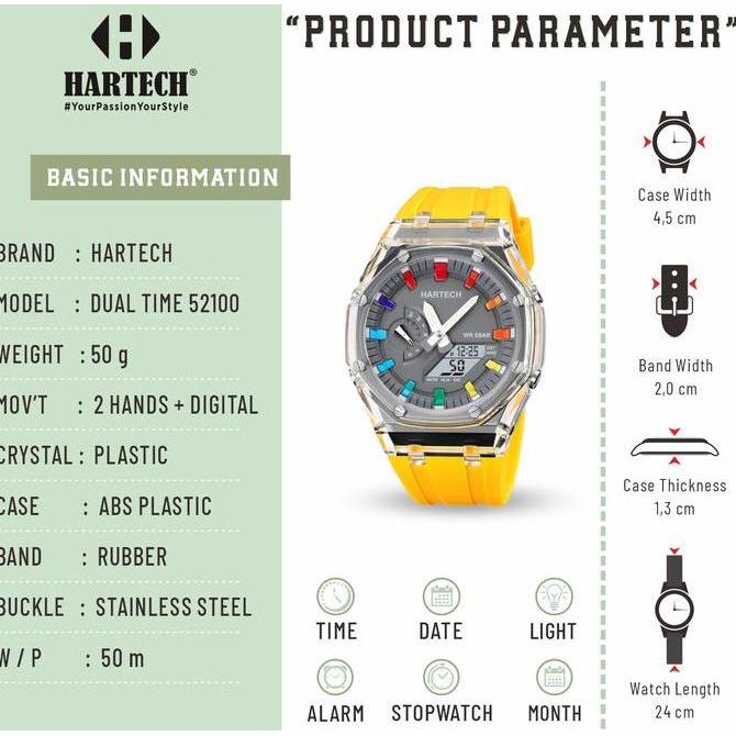 Terbaru Hartech Dt 52100 Jam Tangan Water Resist Kaca Terlaris