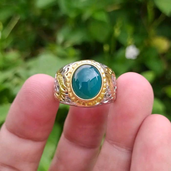Natural Cincin Akik Bacan Gulau Lawas Kristal Kantoran No Minus Ring Perak