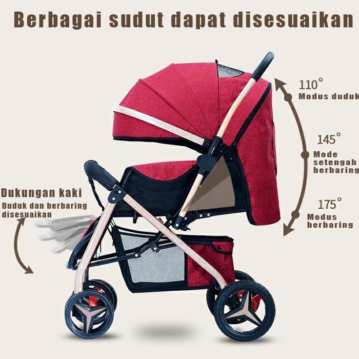 Magic Stroller Baby 2 Arah Foldable (Sepeda Motor Dapat Dibawa) Dorongan Bayi Roda 3 Stoler Kereta D