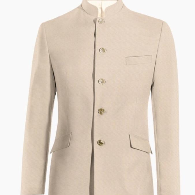 Jasko / Jas Koko Pria Polos Jas Mandarin Warna Cream