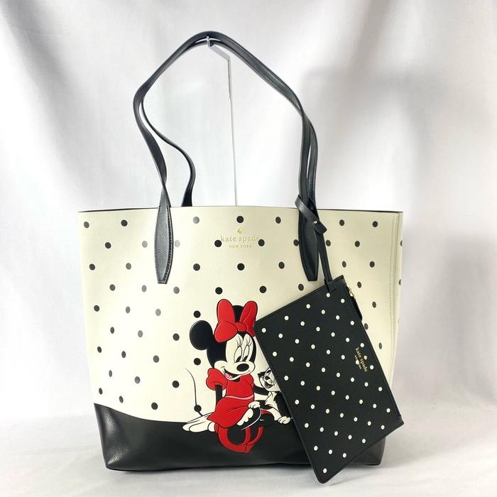 tas wanita ks minnie reversible large tote polka white black multi vj